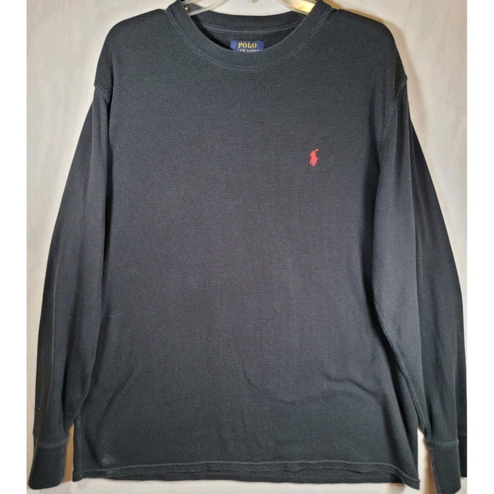 Polo Ralph Lauren Men's Waffle Knit Crew Neck Long Sleeve Shirt Size‎ 2XL Black